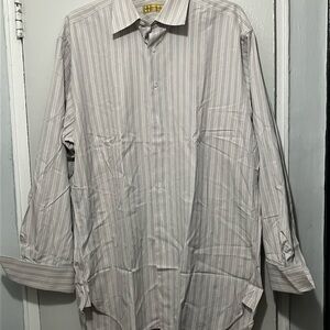 Paul Stuart Gray Striped Dress Shirt with French Cuffs🥰